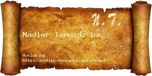 Nadler Tonuzóba névjegykártya